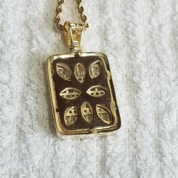 Sterling Silver 925 Design Rect Zirconia Gold Fini - Picture 6 of 6